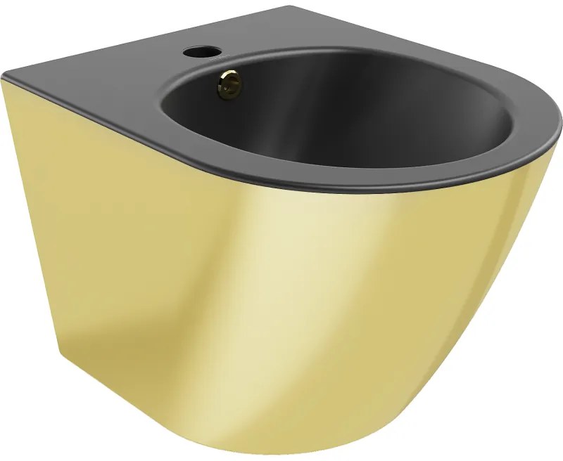 Mexen Lena, závesný bidet 480x370x325 mm, čierna matná - zlatá, 35224877