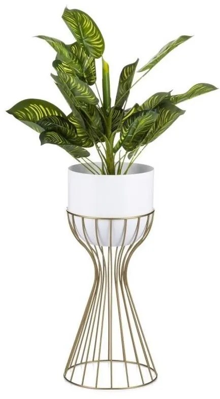 Kovový kvetináč LOFT 46x20 cm zlatá/biela