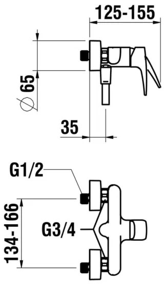 LAUFEN HF500750100600 - Sprchová súprava s batériou LAURIN, lesklý chróm