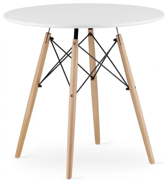 Jedálenský stôl TODI biely 80 cm so štyrmi stoličkami OSAKA biele / hnedé