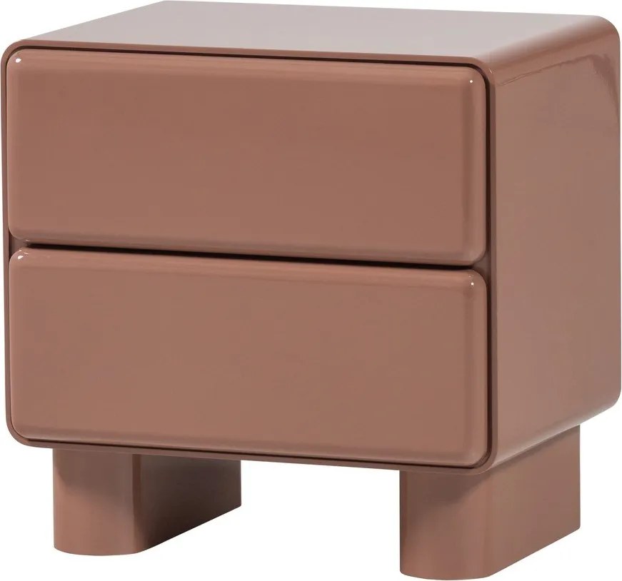 Ružový lesklý nočný stolík Lustra – WOOOD