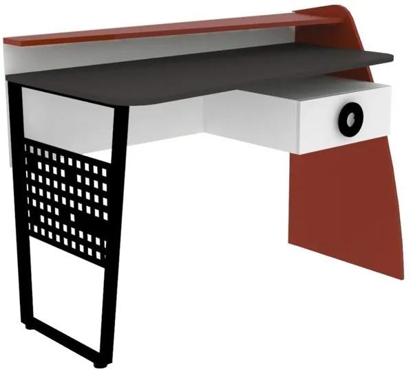 Sconto Písací stôl FORSAGE červená/biela/čierna
