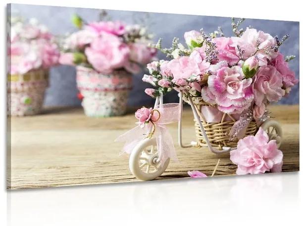 Obraz romantický ružový karafiát vo vintage nádychu - 120x80