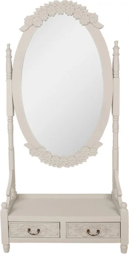 Béžovo-šedé antik veľké zrkadlo so šuplíkmi Hyggia - 85*30*180cm