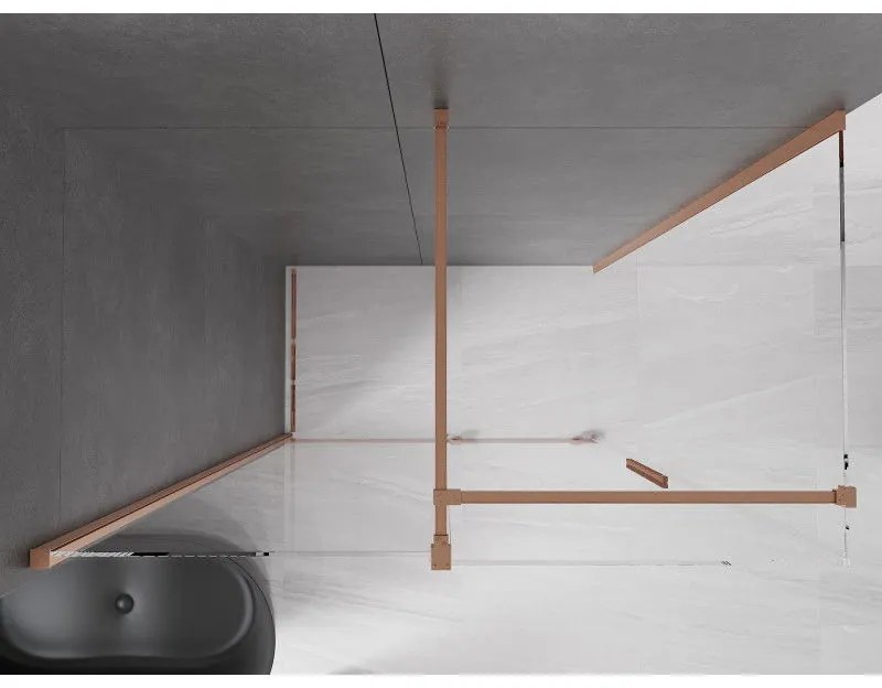 Mexen Velar, sprchový kút s posuvnými dverami 160(dvere) x 80(stena) cm, 8mm číre sklo, medená matná, 871-160-080-01-65