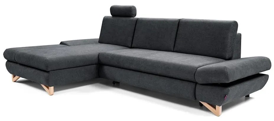 Rozkladacia rohová čalúnená sedacia súprava AVESTA do tvaru L, s úložným priestorom, ľavá, antracit