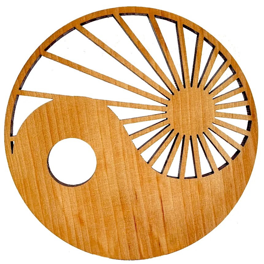 AMADEA Drevený podtácok okrúhly jin-jang, masívne drevo, priemer 10 cm