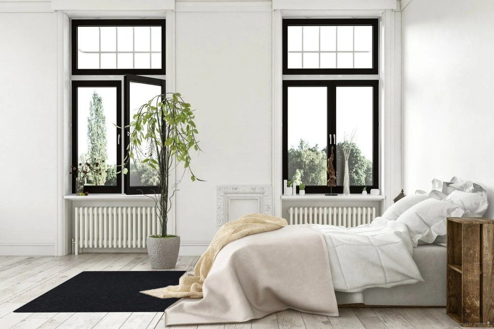 AKCIA: 80x150 cm Kusový koberec Nano Smart 800 čierny, čierna, chodba / predsieň, Lano