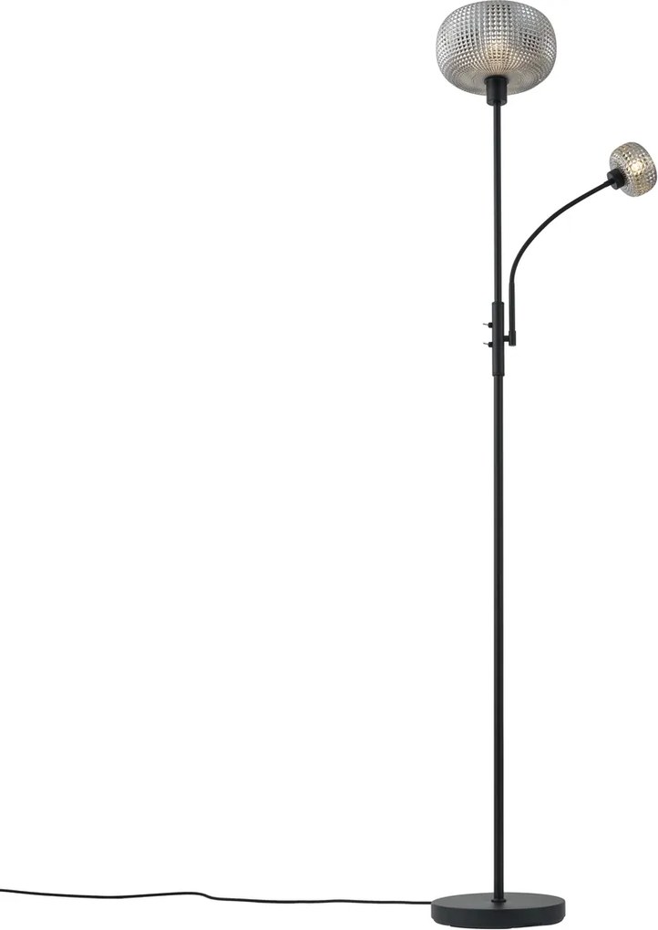 Inteligentná stojaca lampa čierna s dymovým sklom 2-svetlá vrátane WiFi - Brianna