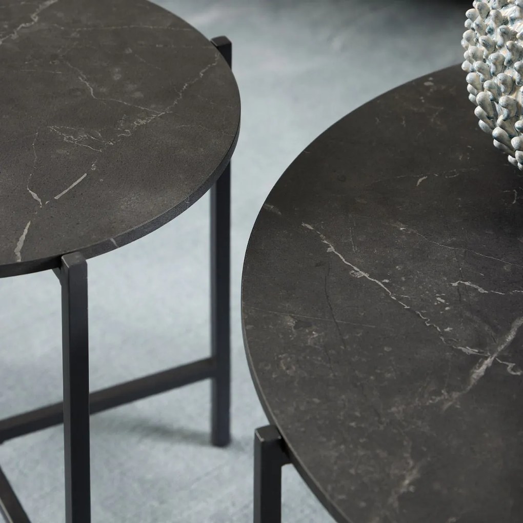 Odkládací stolek Lamoine 40 cm černý/černý mramor
