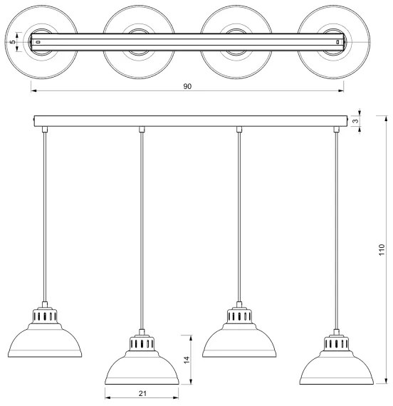 Luster na lanku SVEN 4xE27/15W/230V béžová