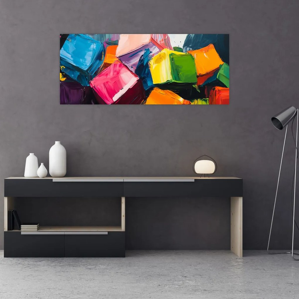 Obraz - Farebné kocky (120x50 cm)