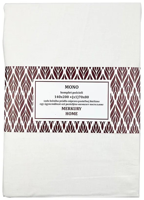 Bavlnená posteľná bielizeň  Mono ecru 140x200 (1) 70x80 Merkury Home