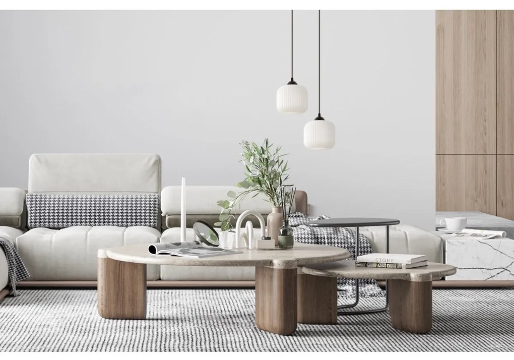 Závesné svietidlo Riffle, 1x biele sklenené tienidlo, b