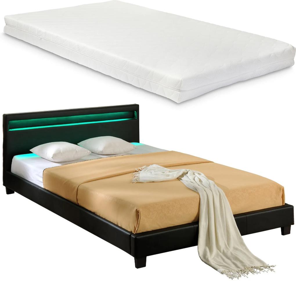 Corium® Moderná manželská posteľ s matracom 'Paris' - čierna - 140 x 200 cm