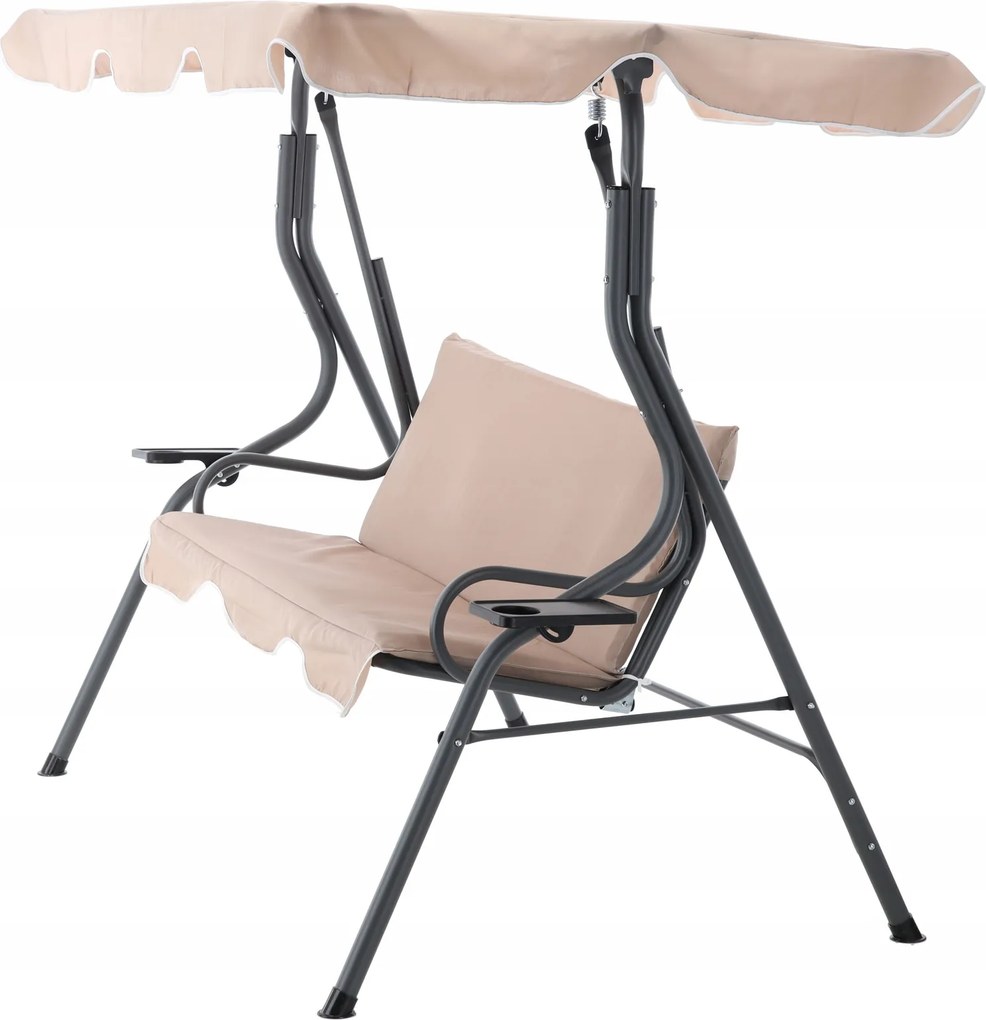 Garden Line ZÁHRADNÁ HOJDAČKA 170 x 110 x 153 CM TMAVOBÉŽOVÁ BEZ OPIERKY NA NOHY. S DRŽIAKMI NA POHÁRE