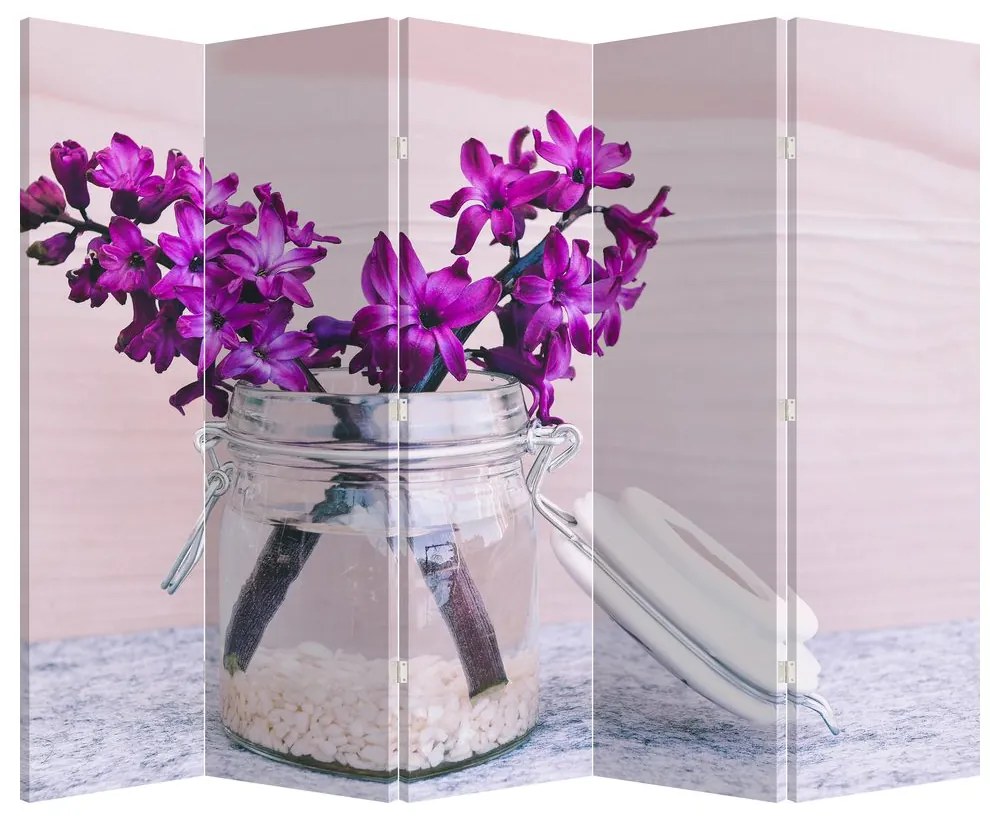 Paraván - Fialová kvetina (210x170 cm)