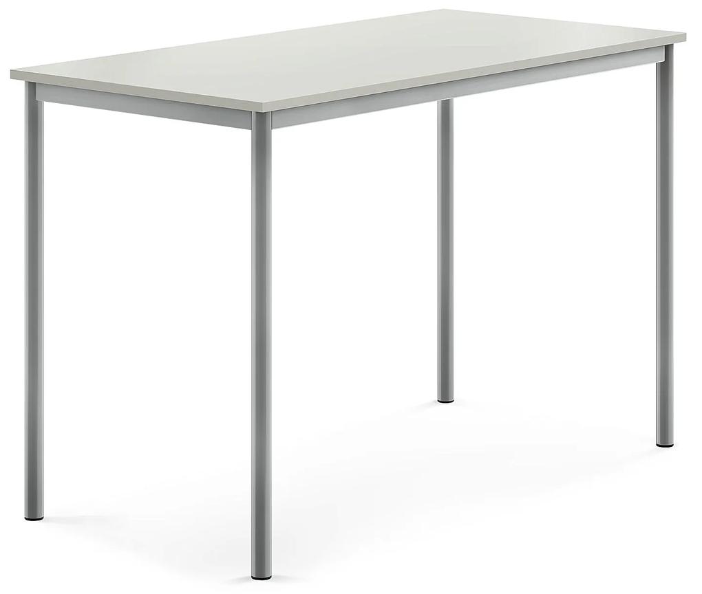 Stôl SONITUS, 1400x700x900 mm, HPL - šedá, strieborná