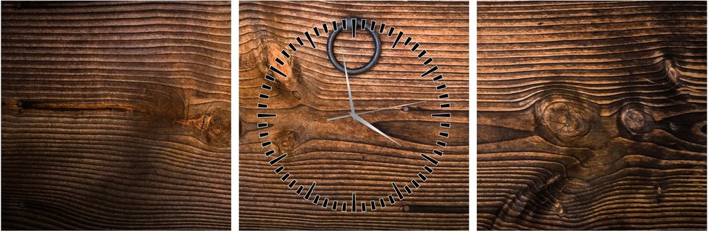 Obraz textúry dreva (s hodinami) (90x30 cm)
