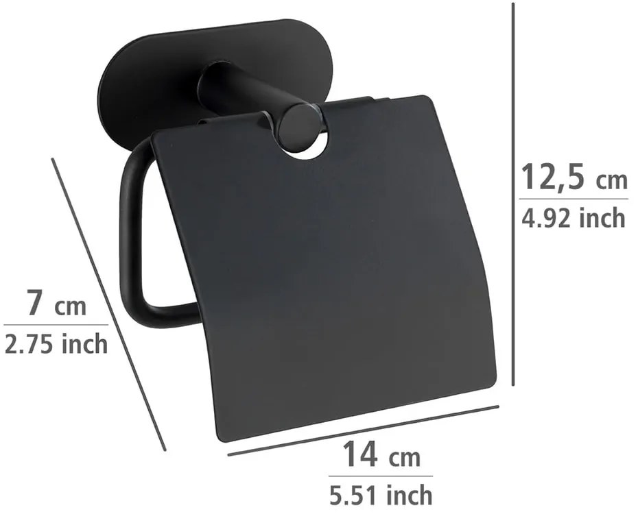 Čierny nástenný držiak na toaletný papier Wenko Orea