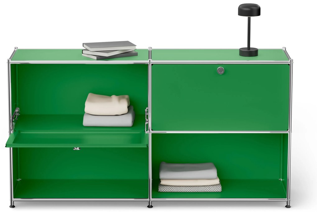 Kovový regál »CN3« s výklopnými priehradkami, zelený