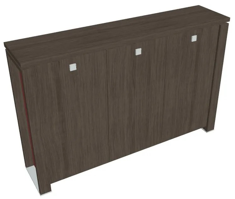Stredná skriňa Verno+ S 200 x 46 x 130 cm, dub antracit / červená