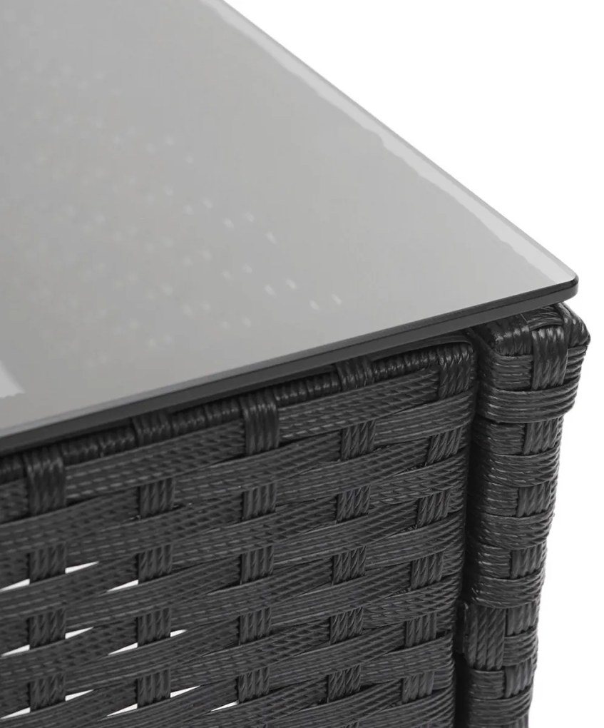 Záhradná súprava 2 kresiel, pohovky a stolíka HWC-F55 - čierna, vankúše tmavosivá