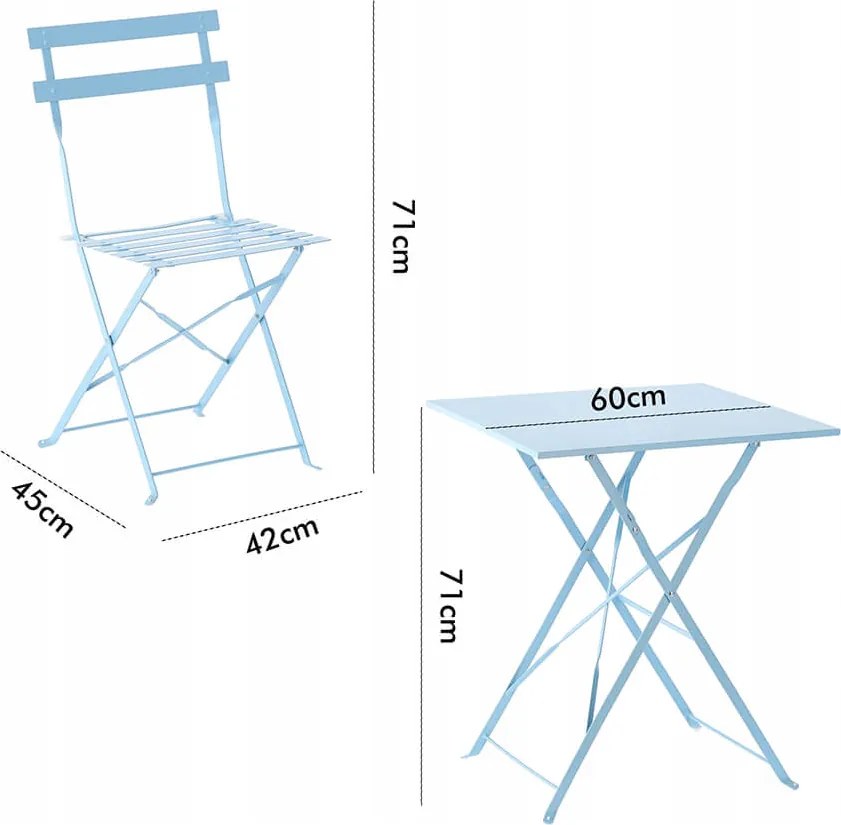 CH Modrá skladacia balkonová sada nábytku Wanda