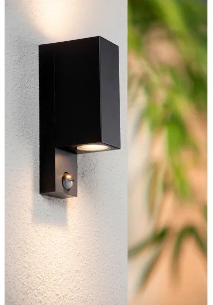 Lucide 69802/02/30 -Vonkajšie svietidlo so senzorom ZARO 2xGU10/7W/230V IP65 čierna