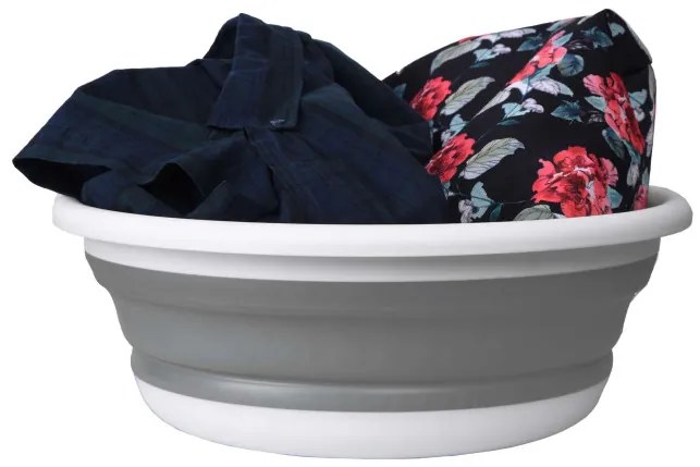 Kôš na bielizeň ELBA COMPACT 9 sivý / biely 9 l