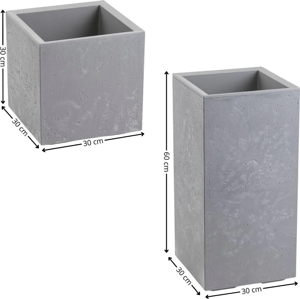 Sada 2 ks květináčů BETONIQUE 30x30/30x60 cm - výber z 4 prevedení