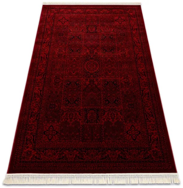 Koberec ORIENT 5365 so strapcami, rám / orientálny, bordový / čierny