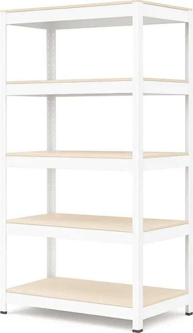 Regál 200x90x40 cm lakovaný 5-policový, nosnosť 875 kg - biely