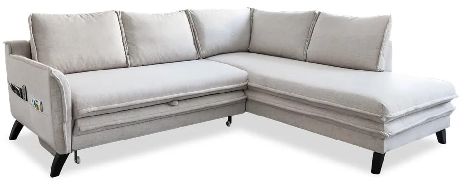 Svetlobéžová rozkladacia rohová pohovka Miuform Charming Charlie L, pravý roh