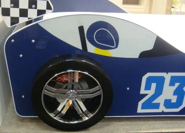 Detská pretekárska posteľ Energy 90x200 cm, modré auto s osvetlením