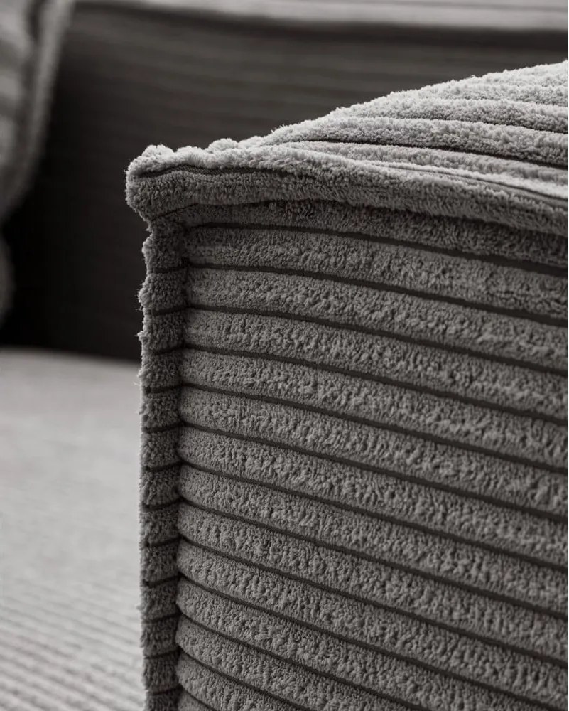 Sivá menčestrová rohová pohovka (ľavý roh) Blok - Kave Home