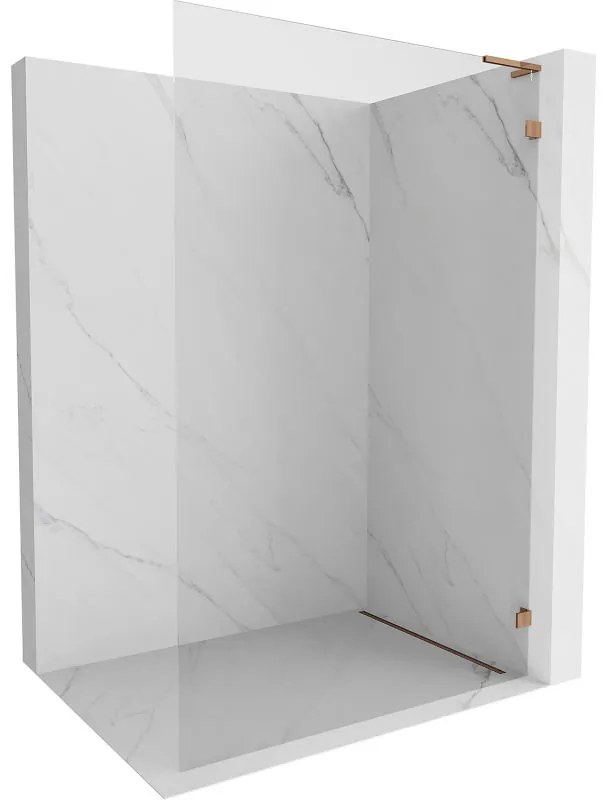 Mexen, Mexen Lunar L sprchová stena pravá 110 x 200 cm, priehľadná 8 mm, ružové zlato - 830L-110-000-60-00-P