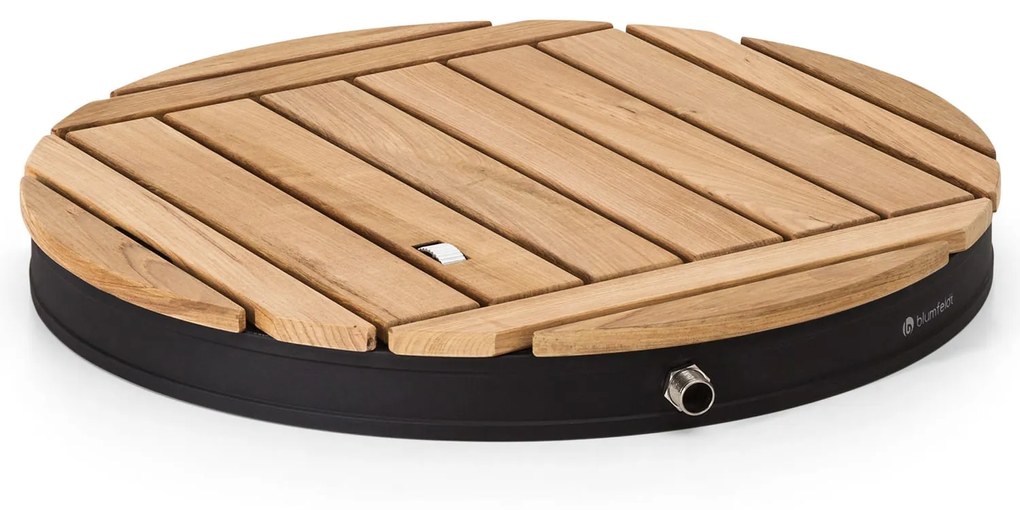 Blumfeldt Sumatra Teak Round, záhradná sprcha, hliník, tíkové drevo, rukoväť