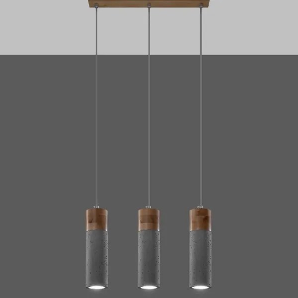 Sollux SL.0967 - Luster na lanku ZANE 3xGU10/40W/230V betón/drevo