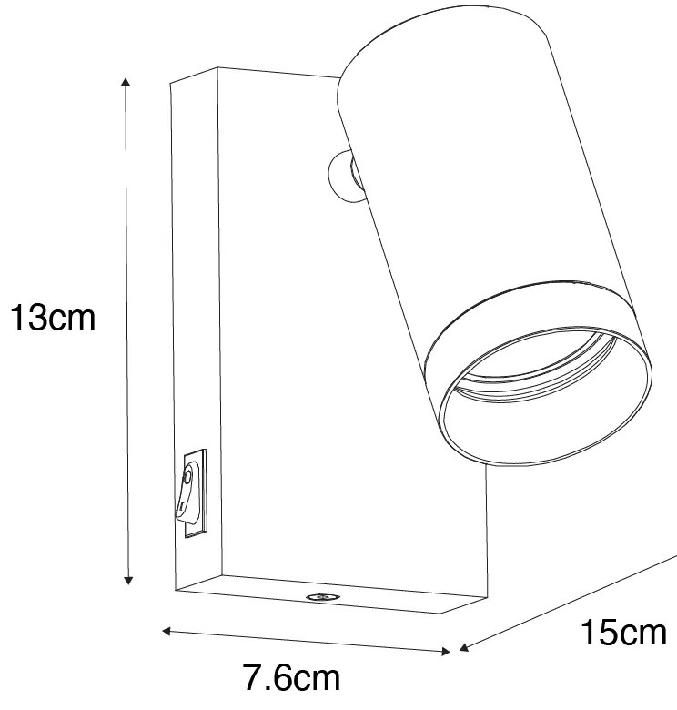 Nástenná lampa čierna so zlatom nastaviteľná s vypínačom - Jeana Luxe