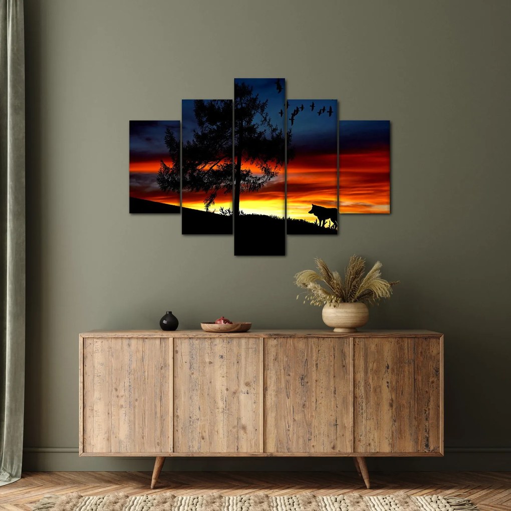 Obraz - Silueta vlka (150x105 cm)