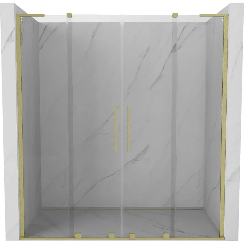 Mexen Velar L Duo, posuvné sprchové dvere do otvoru 170 cm, 8mm číre sklo, zlatá matná, 871-170-003-02-55