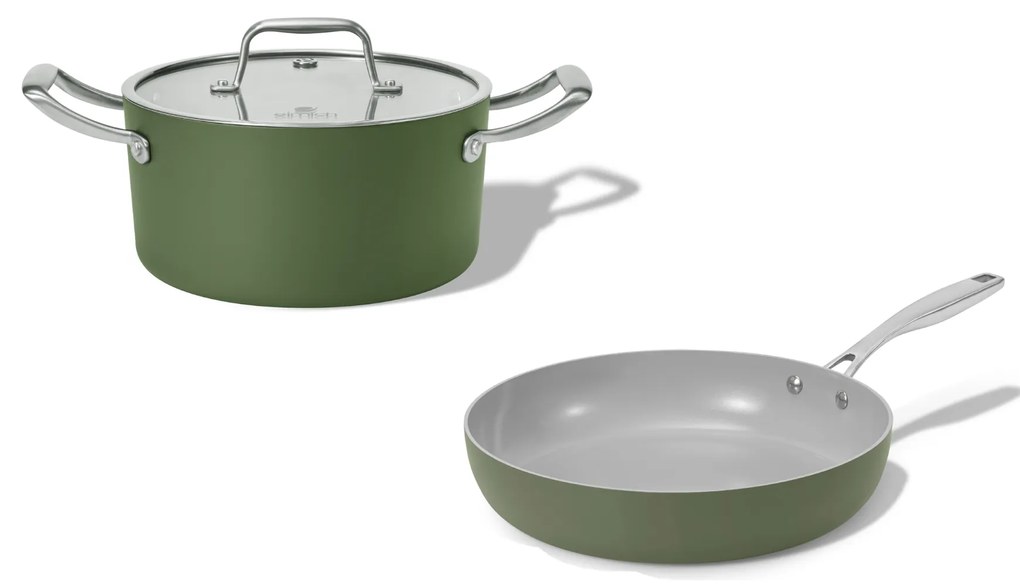 Elmich Sada keramického riadu Vital 2 ks, 1 hrniec a 1 panvica - olivovo zelená