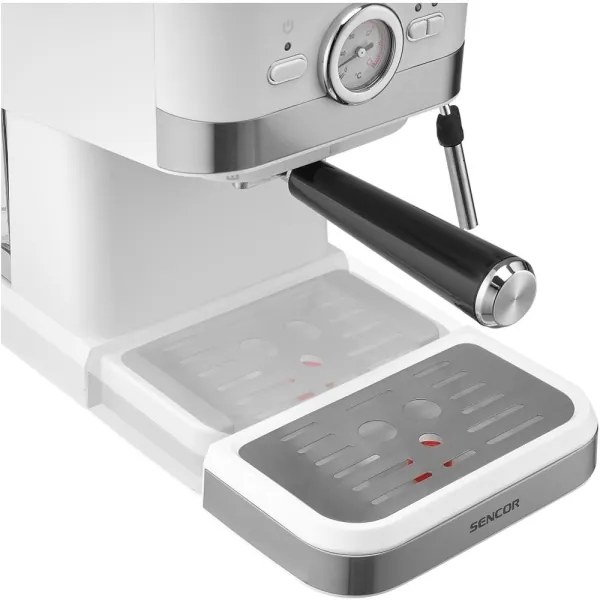 Sencor pákový espresso kávovar 1050W/230V biely/matný chróm