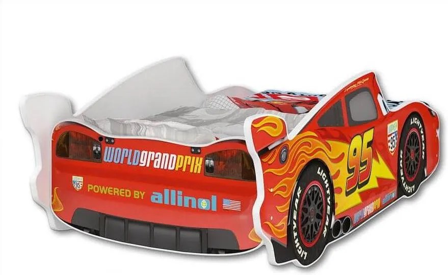 DO Posteľ auto Mcqueen Bieločervené