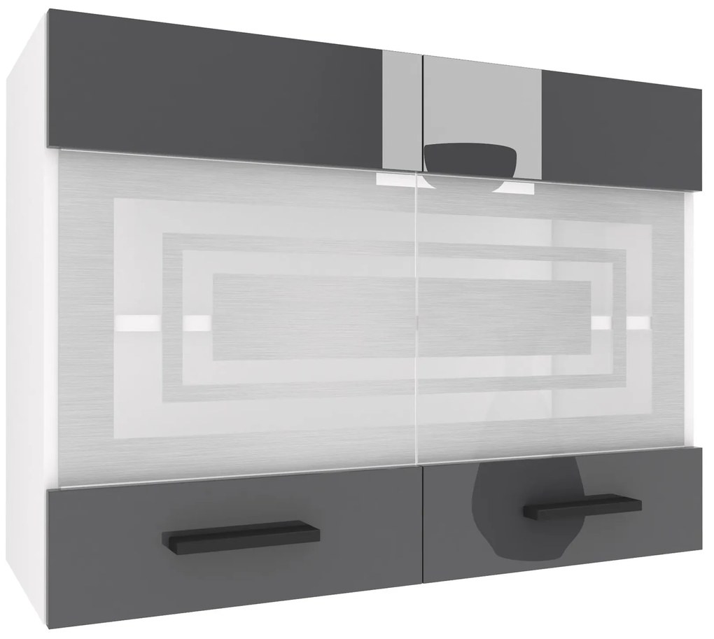 Kuchynská skrinka Belini horná 80 cm šedý lesk INF SGW80/3/WT/S/0/B1