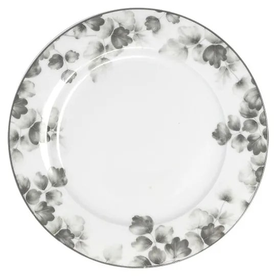 Dezertné porcelánové taniere v bielej a svetlosivej farbe v súprave 6 ks ø 19 cm Foliage gray – Villa Altachiara