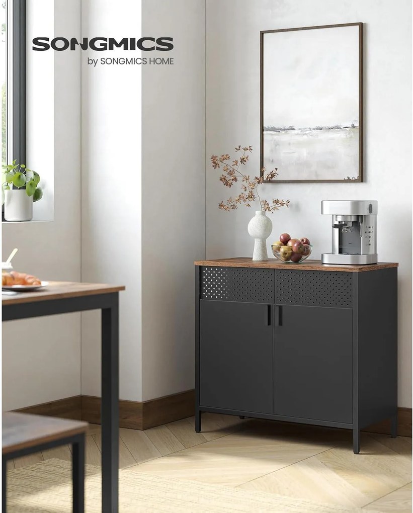 Dvojdverová skrinka, príborník, rustikálna hnedá a čierna