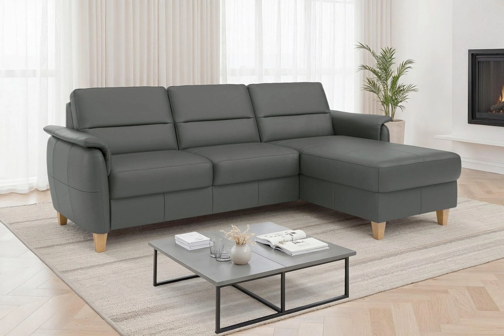 XXXLutz ROHOVÁ SEDAČKA, koža, antracitová Sit & More - Sedačky - 00014403326Q