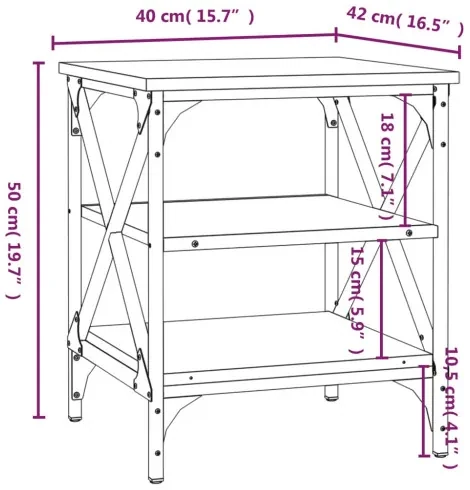 vidaXL Príručný stolík hnedý dub 40x42x50 cm spracované drevo-